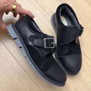 Kenneth Cole Black Leather Suede Kids Shoes Size 13